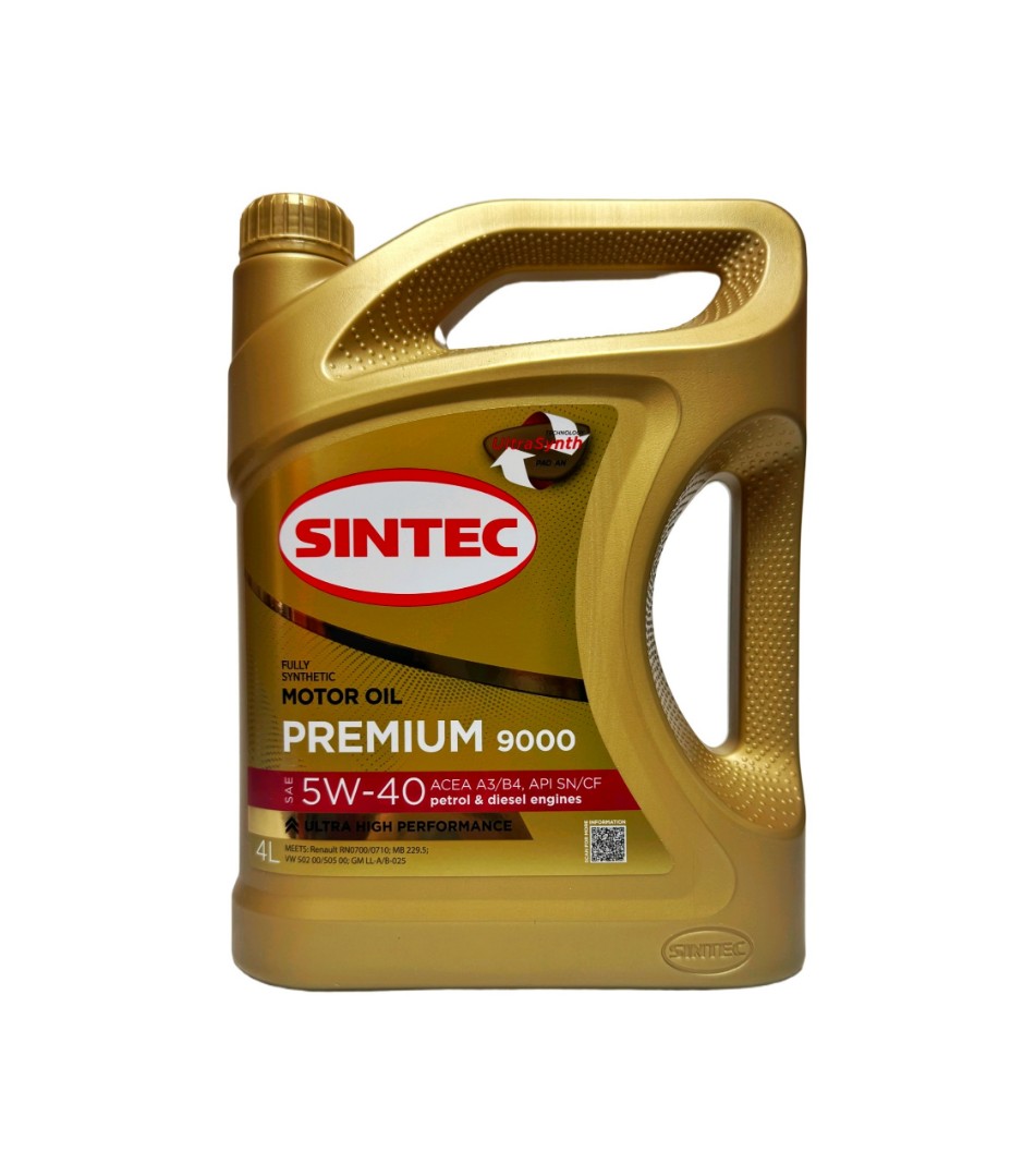 Моторное масло SINTEC Premium 9000 A3/B4 SN/CF 5W-40, 4л